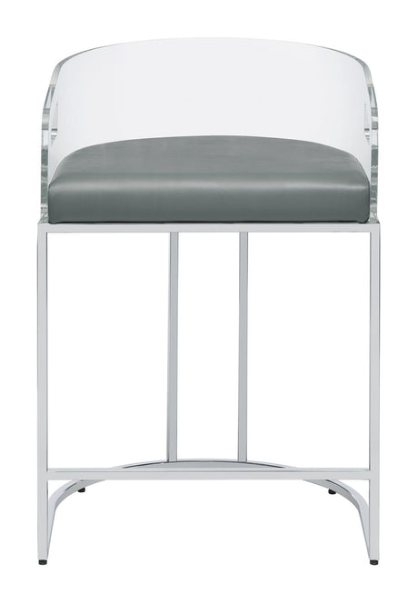 Thermosolis Gray and Chrome Acrylic Back Counter Height Stools, Set of 2 from Coaster - Luna Furniture