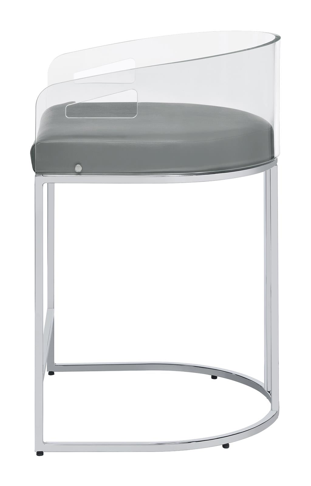 Thermosolis Gray and Chrome Acrylic Back Counter Height Stools, Set of 2 from Coaster - Luna Furniture