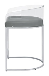 Thermosolis Gray and Chrome Acrylic Back Counter Height Stools, Set of 2 from Coaster - Luna Furniture