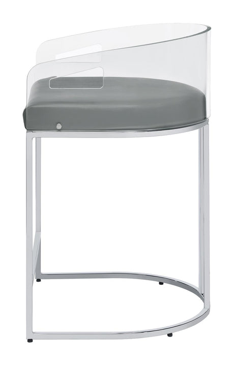 Thermosolis Gray and Chrome Acrylic Back Counter Height Stools, Set of 2 from Coaster - Luna Furniture