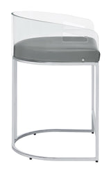 Thermosolis Gray and Chrome Acrylic Back Counter Height Stools, Set of 2 from Coaster - Luna Furniture