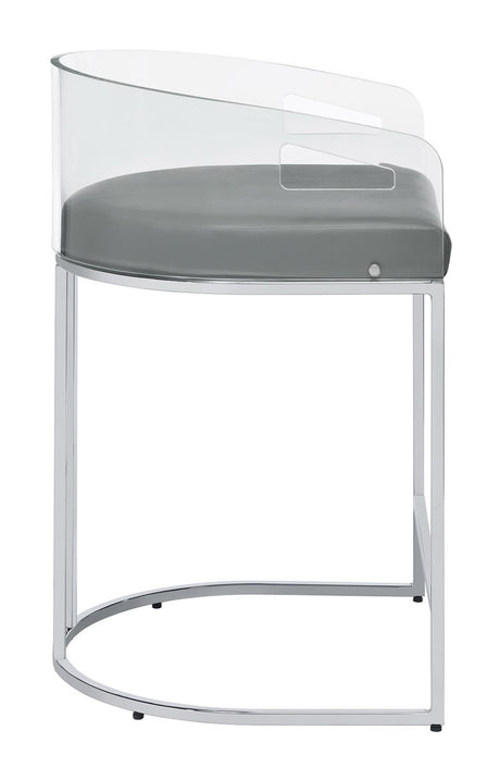 Thermosolis Gray and Chrome Acrylic Back Counter Height Stools, Set of 2 from Coaster - Luna Furniture