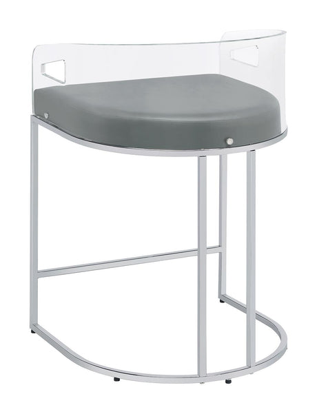 Thermosolis Gray and Chrome Acrylic Back Counter Height Stools, Set of 2 from Coaster - Luna Furniture