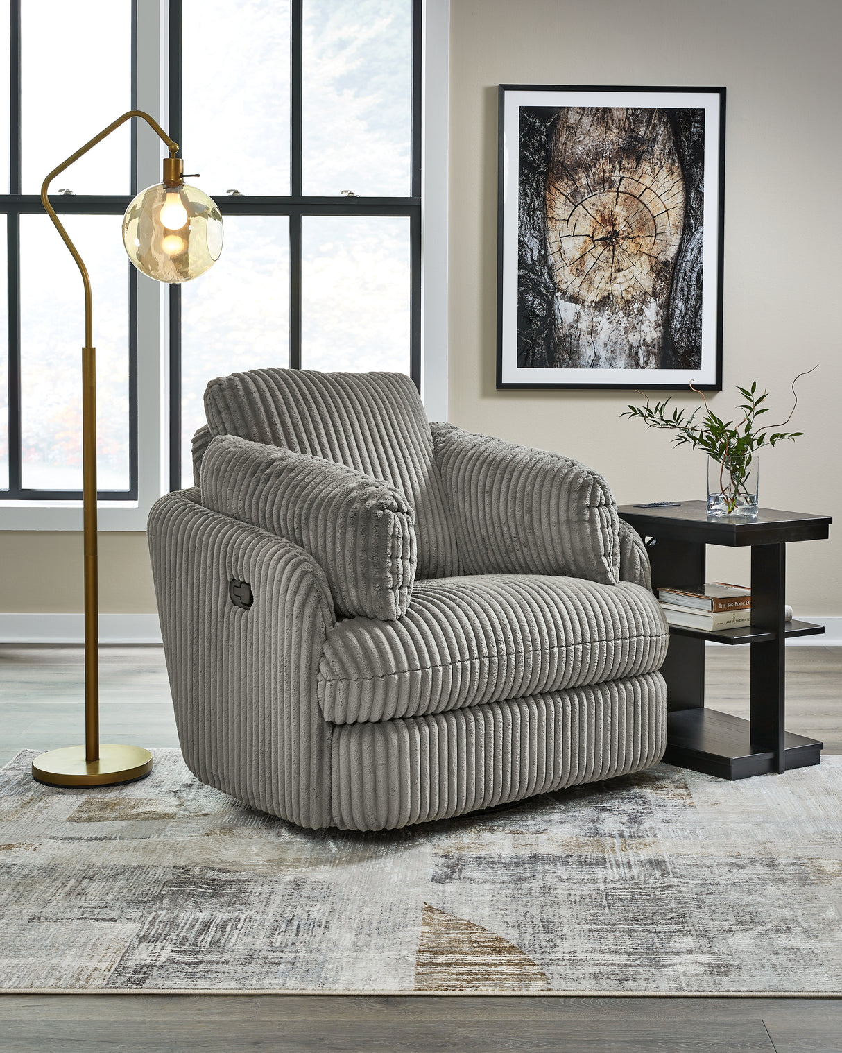 Tie-Breaker Fog Swivel Glider Recliner from Ashley - Luna Furniture