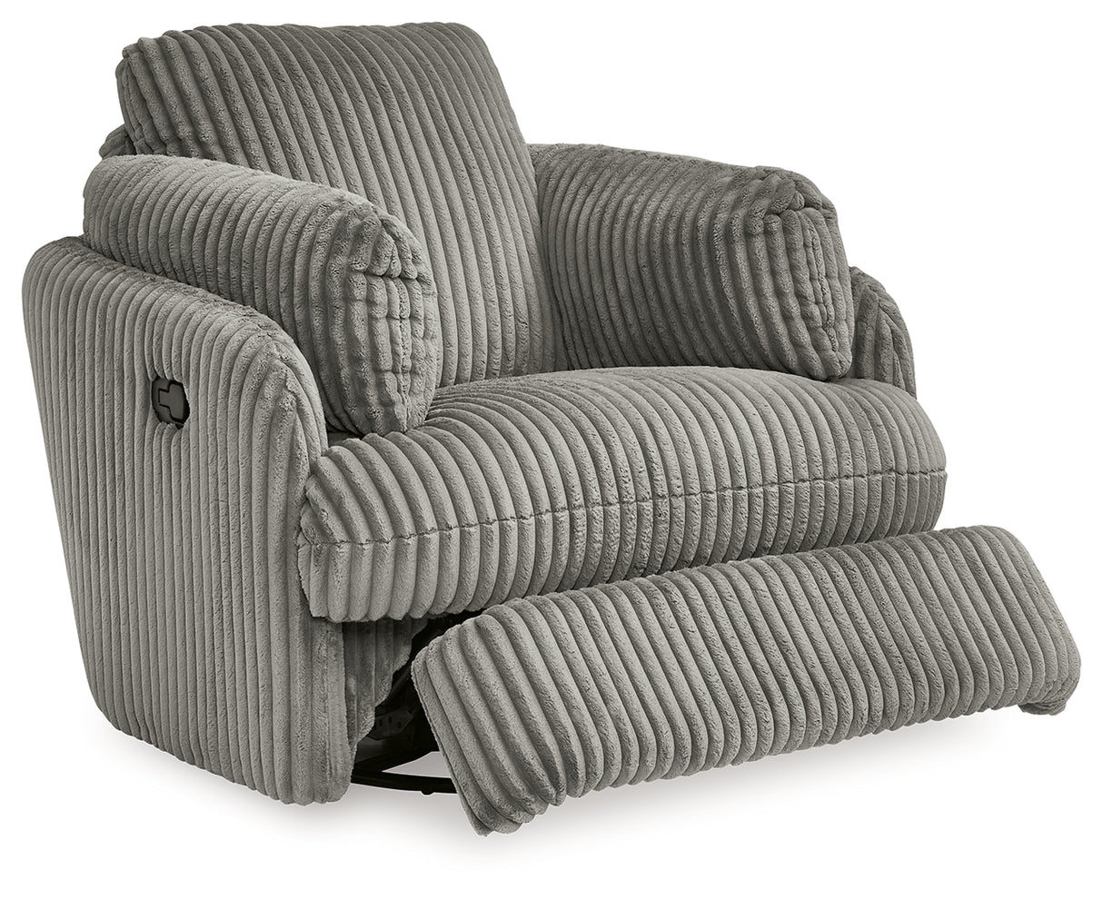 Tie-Breaker Fog Swivel Glider Recliner from Ashley - Luna Furniture
