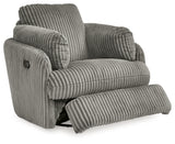 Tie-Breaker Fog Swivel Glider Recliner from Ashley - Luna Furniture