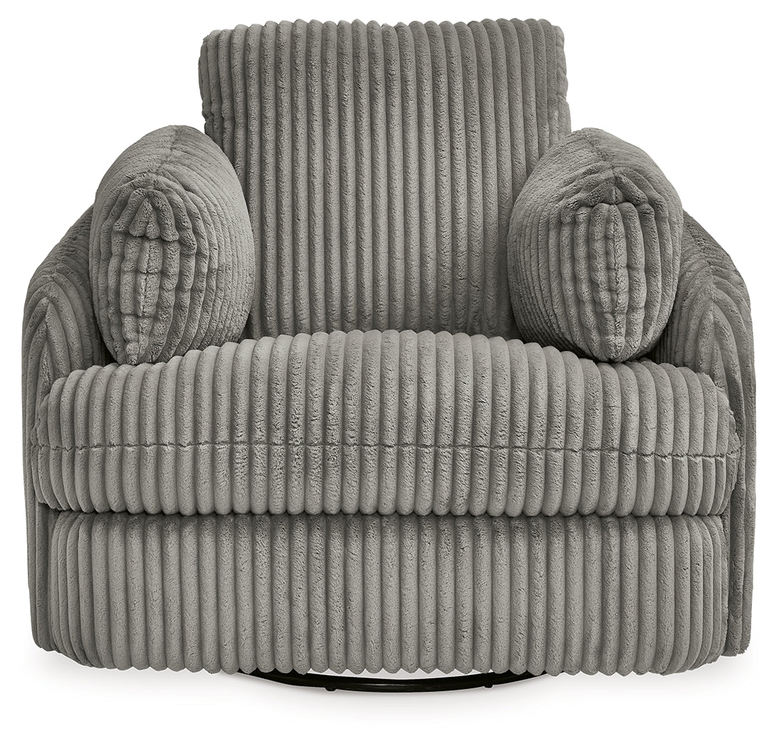 Tie-Breaker Fog Swivel Glider Recliner from Ashley - Luna Furniture