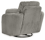 Tie-Breaker Fog Swivel Glider Recliner from Ashley - Luna Furniture