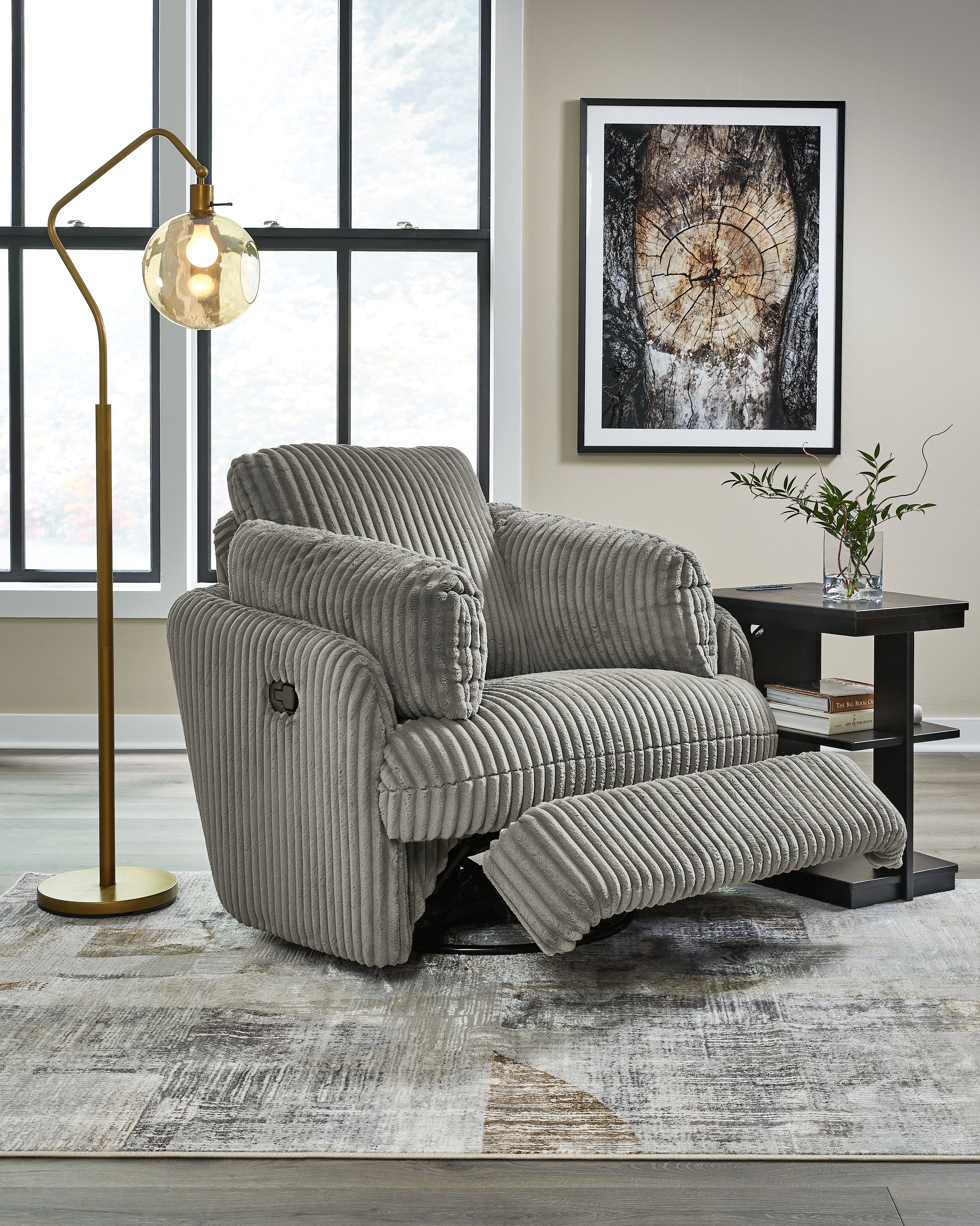 Tie-Breaker Fog Swivel Glider Recliner - Luna Furniture