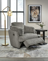 Tie-Breaker Fog Swivel Glider Recliner from Ashley - Luna Furniture