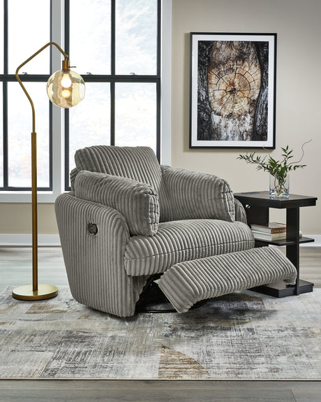 Tie-Breaker Fog Swivel Glider Recliner from Ashley - Luna Furniture