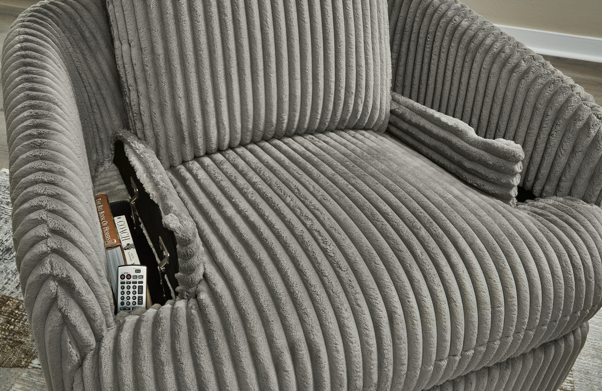 Tie-Breaker Fog Swivel Glider Recliner from Ashley - Luna Furniture