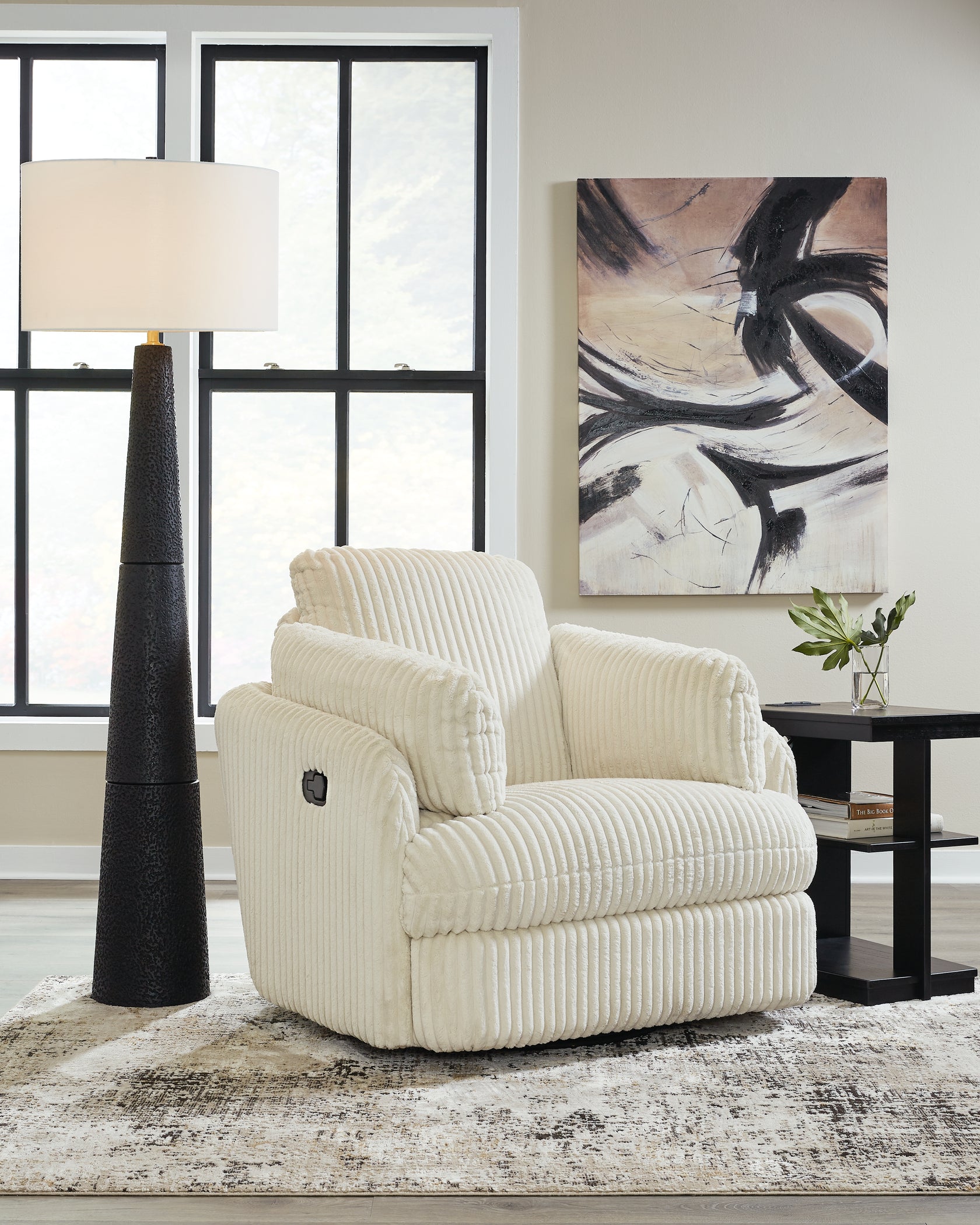 Tie-Breaker Ivory Swivel Glider Recliner from Ashley - Luna Furniture