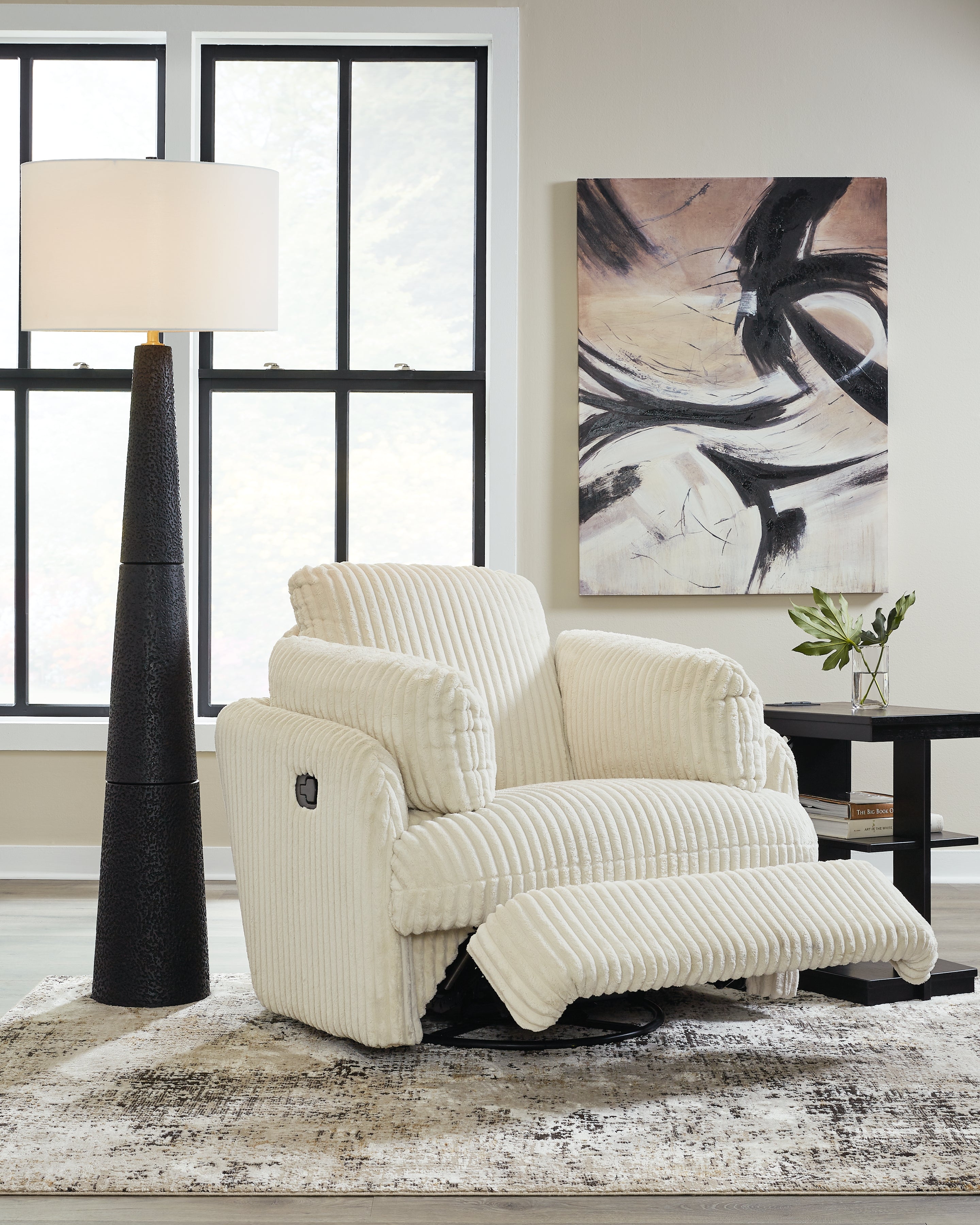 Tie-Breaker Ivory Swivel Glider Recliner - Luna Furniture