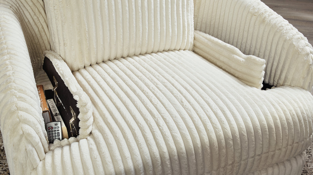 Tie-Breaker Ivory Swivel Glider Recliner from Ashley - Luna Furniture