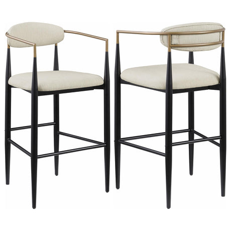 Tina Beige Metal Pub Height Upholstered Bar Stool, Set of 2 from Coaster - Luna Furniture