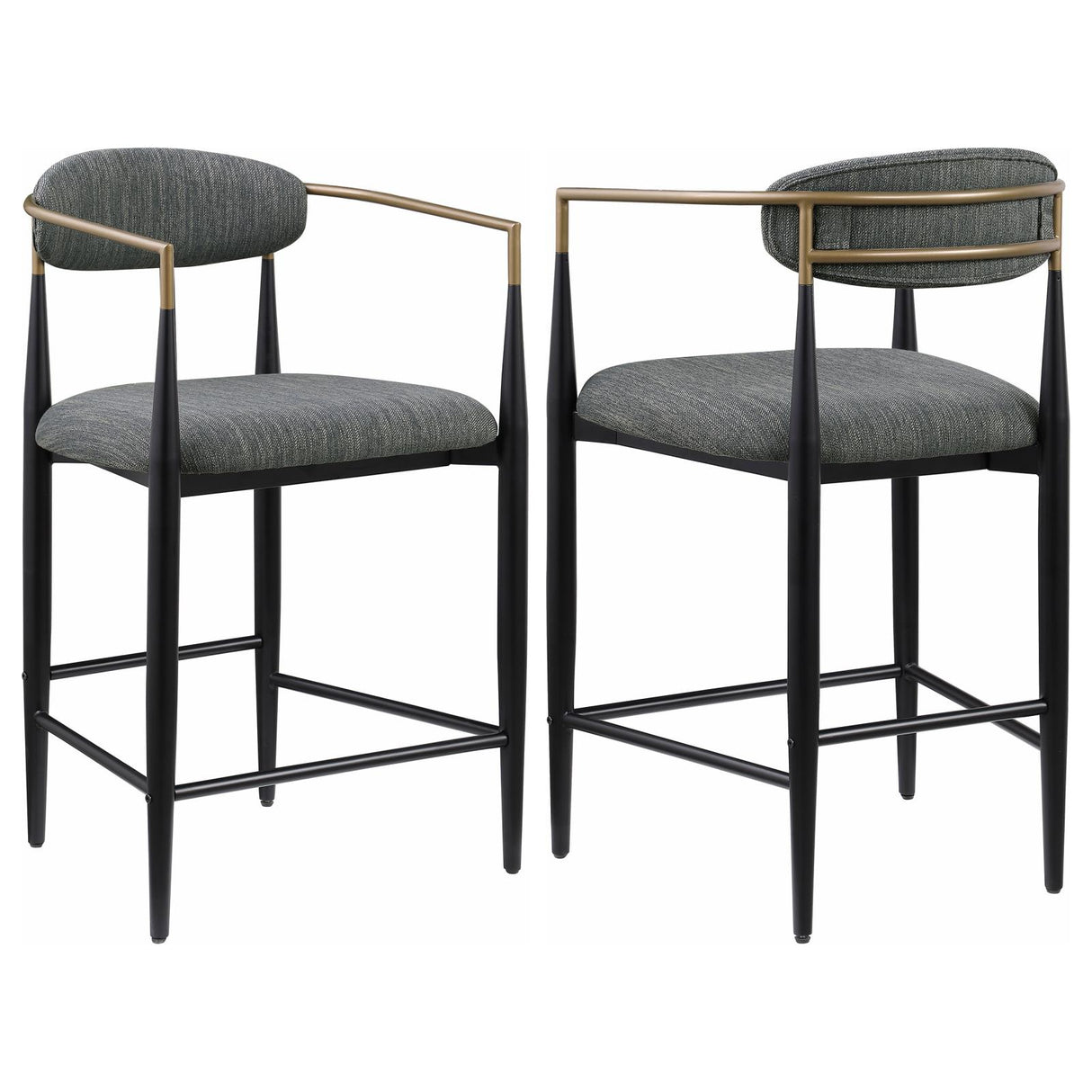 Tina Dark Gray Metal Counter Height Upholstered Bar Stool, Set of 2 from Coaster - Luna Furniture