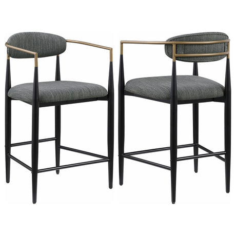 Tina Dark Gray Metal Counter Height Upholstered Bar Stool, Set of 2 from Coaster - Luna Furniture