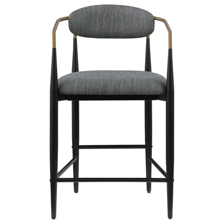 Tina Dark Gray Metal Counter Height Upholstered Bar Stool, Set of 2 from Coaster - Luna Furniture