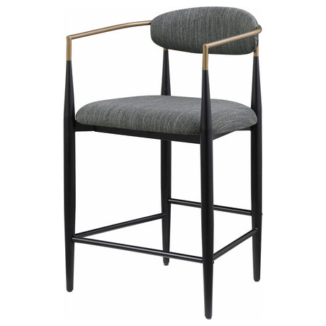 Tina Dark Gray Metal Counter Height Upholstered Bar Stool, Set of 2 from Coaster - Luna Furniture