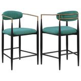 Tina Green Metal Counter Height Upholstered Bar Stool, Set of 2 from Coaster - Luna Furniture