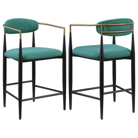 Tina Green Metal Counter Height Upholstered Bar Stool, Set of 2 from Coaster - Luna Furniture