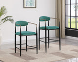 Tina Green Metal Counter Height Upholstered Bar Stool, Set of 2 from Coaster - Luna Furniture