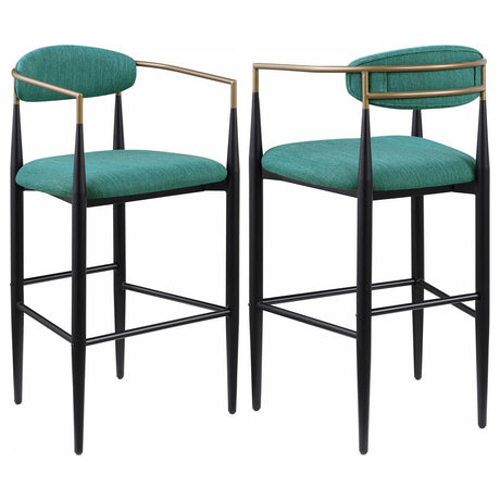 Tina Green Metal Pub Height Upholstered Bar Stool, Set of 2 from Coaster - Luna Furniture