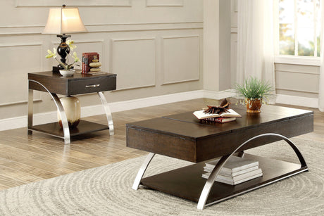Tioga Espresso/Chrome End Table from Homelegance - Luna Furniture
