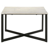 Tobin White and Black Square Marble Top Coffee Table from Coaster - Luna Furniture