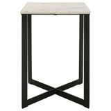 Tobin White and Black Square Marble Top End Table from Coaster - Luna Furniture