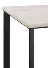 Tobin White and Black Square Marble Top End Table from Coaster - Luna Furniture