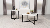 Tobin White and Black Square Marble Top End Table from Coaster - Luna Furniture