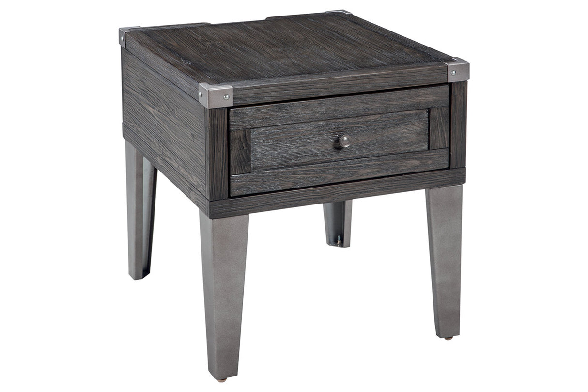 Todoe Dark Gray End Table with USB Ports & Outlets from Ashley - Luna Furniture