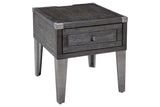 Todoe Dark Gray End Table with USB Ports & Outlets from Ashley - Luna Furniture