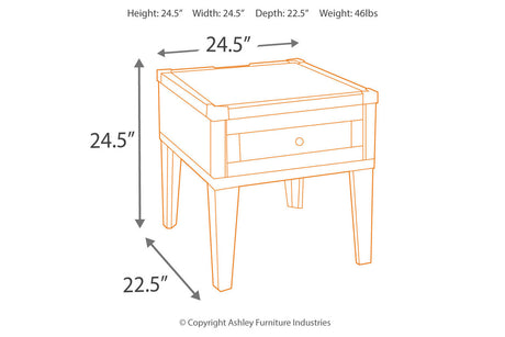 Todoe Dark Gray End Table with USB Ports & Outlets from Ashley - Luna Furniture