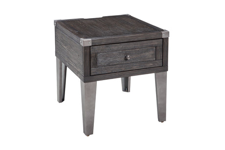 Todoe Dark Gray End Table with USB Ports & Outlets from Ashley - Luna Furniture