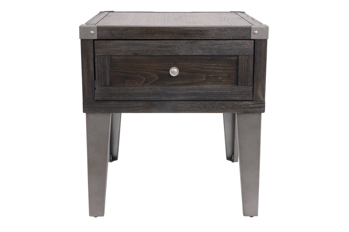 Todoe Dark Gray End Table with USB Ports & Outlets from Ashley - Luna Furniture