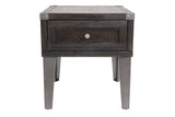 Todoe Dark Gray End Table with USB Ports & Outlets from Ashley - Luna Furniture