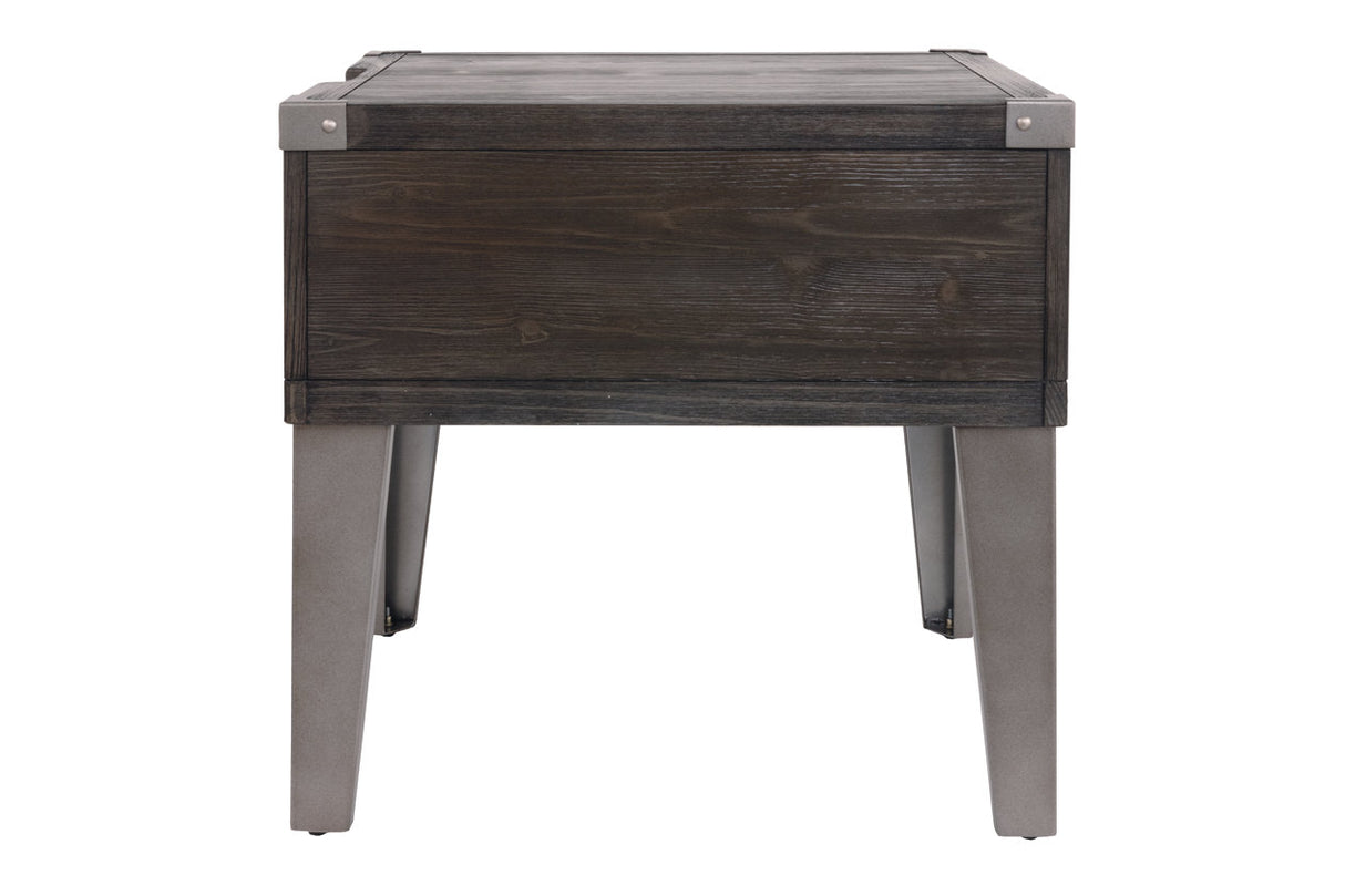 Todoe Dark Gray End Table with USB Ports & Outlets from Ashley - Luna Furniture