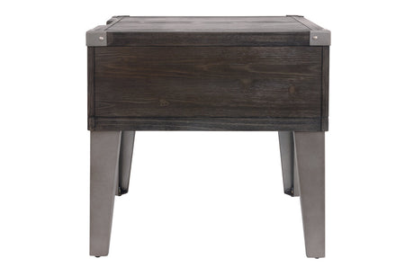 Todoe Dark Gray End Table with USB Ports & Outlets from Ashley - Luna Furniture