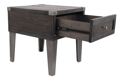 Todoe Dark Gray End Table with USB Ports & Outlets from Ashley - Luna Furniture