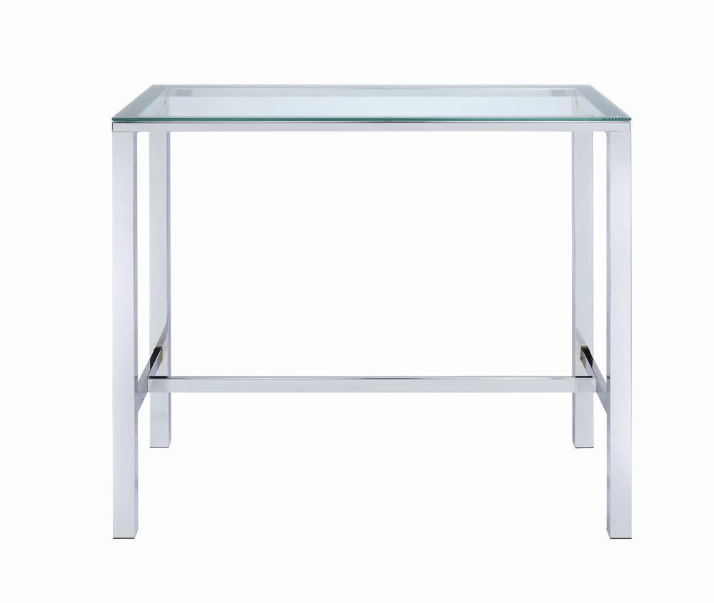 Tolbert Chrome Bar Table with Glass Top from Coaster - Luna Furniture