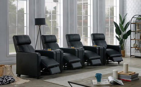 Toohey Black Home Theater Push Back Recliner from Coaster - Luna Furniture