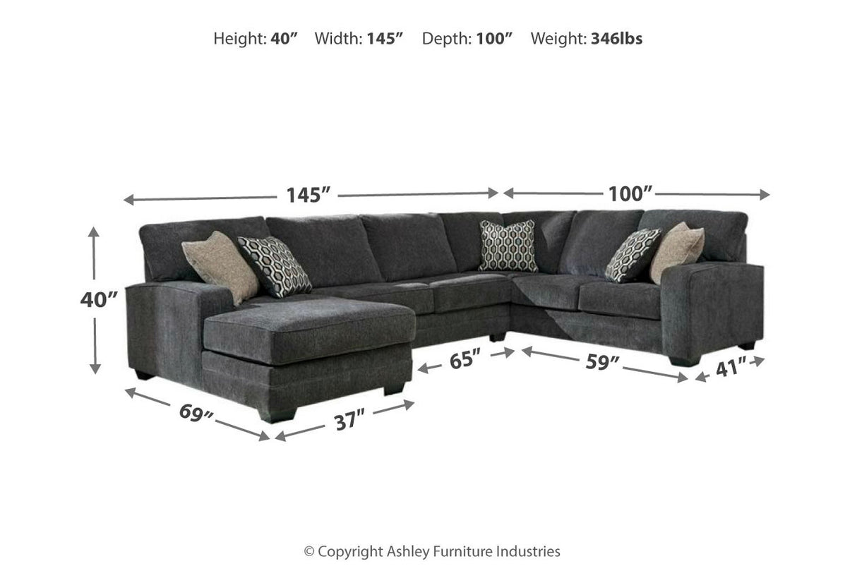Tracling Slate 3-Piece LAF Chaise Sectional from Ashley - Luna Furniture