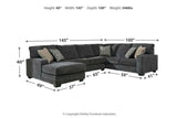 Tracling Slate 3-Piece LAF Chaise Sectional from Ashley - Luna Furniture