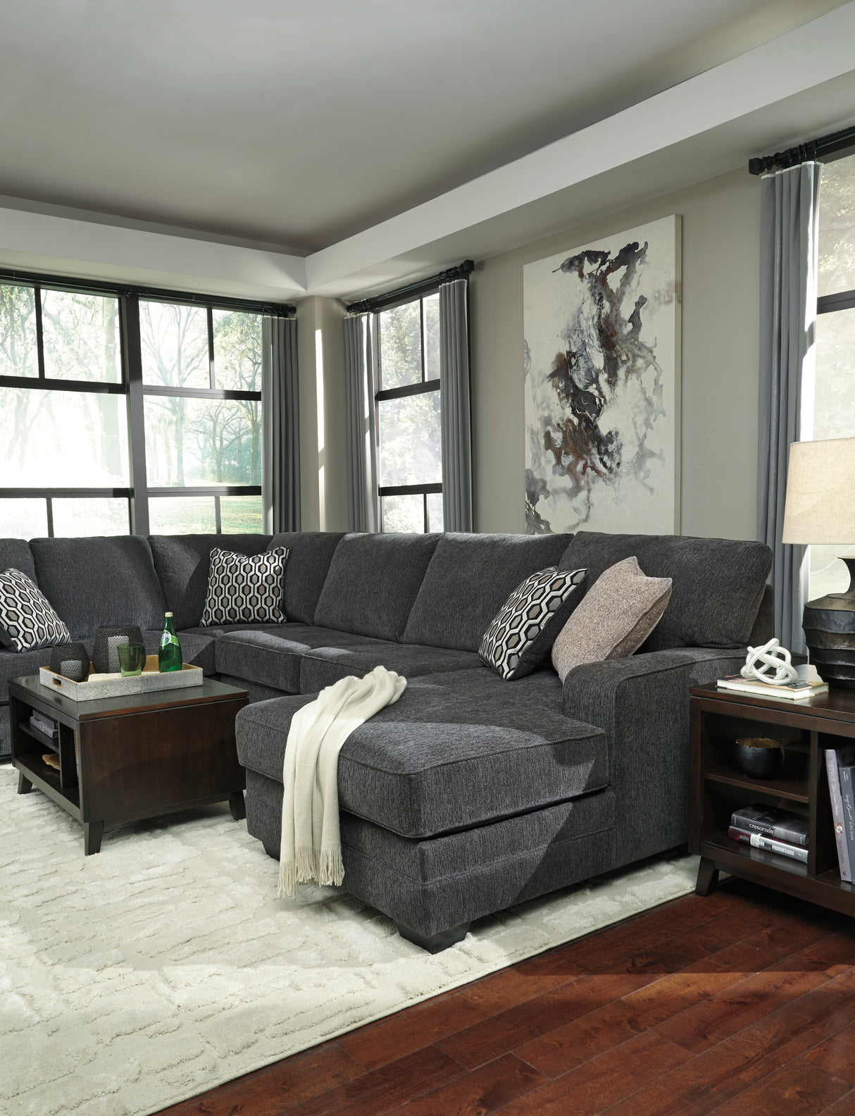 Tracling Slate 3-Piece RAF Chaise Sectional from Ashley - Luna Furniture
