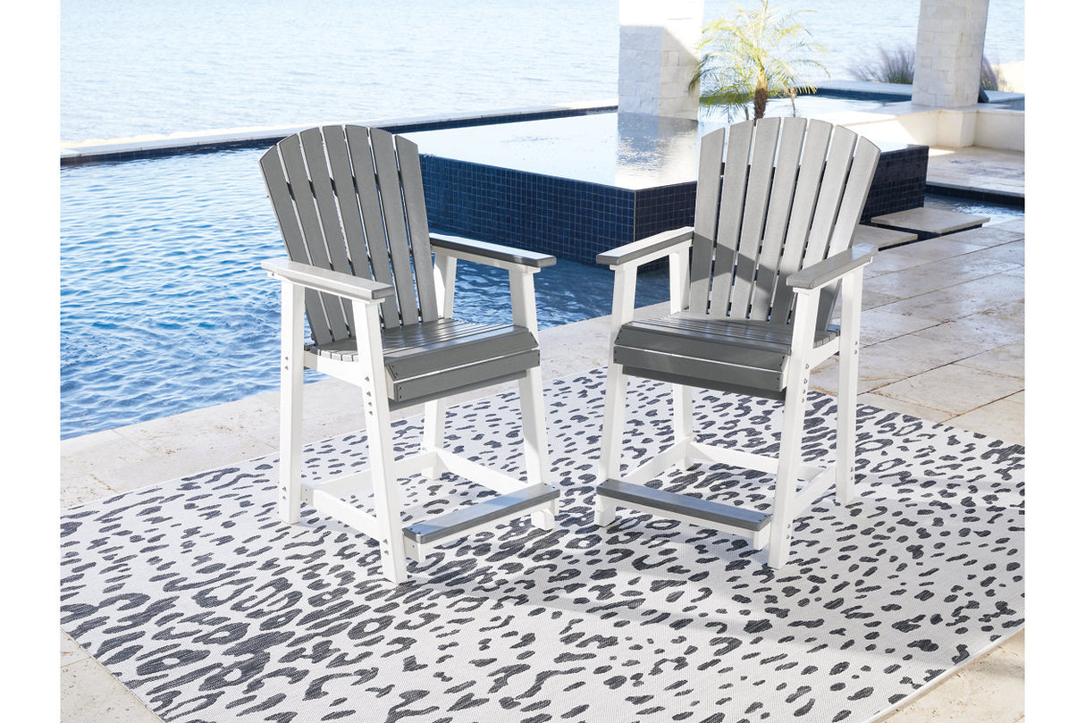 Transville Gray/White Outdoor Counter Height Barstool from Ashley - Luna Furniture
