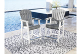 Transville Gray/White Outdoor Counter Height Barstool from Ashley - Luna Furniture