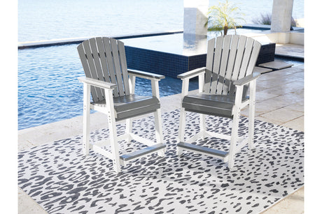Transville Gray/White Outdoor Counter Height Barstool from Ashley - Luna Furniture